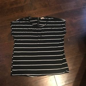 Plus Size, Cap Sleeve Shirt with stripes